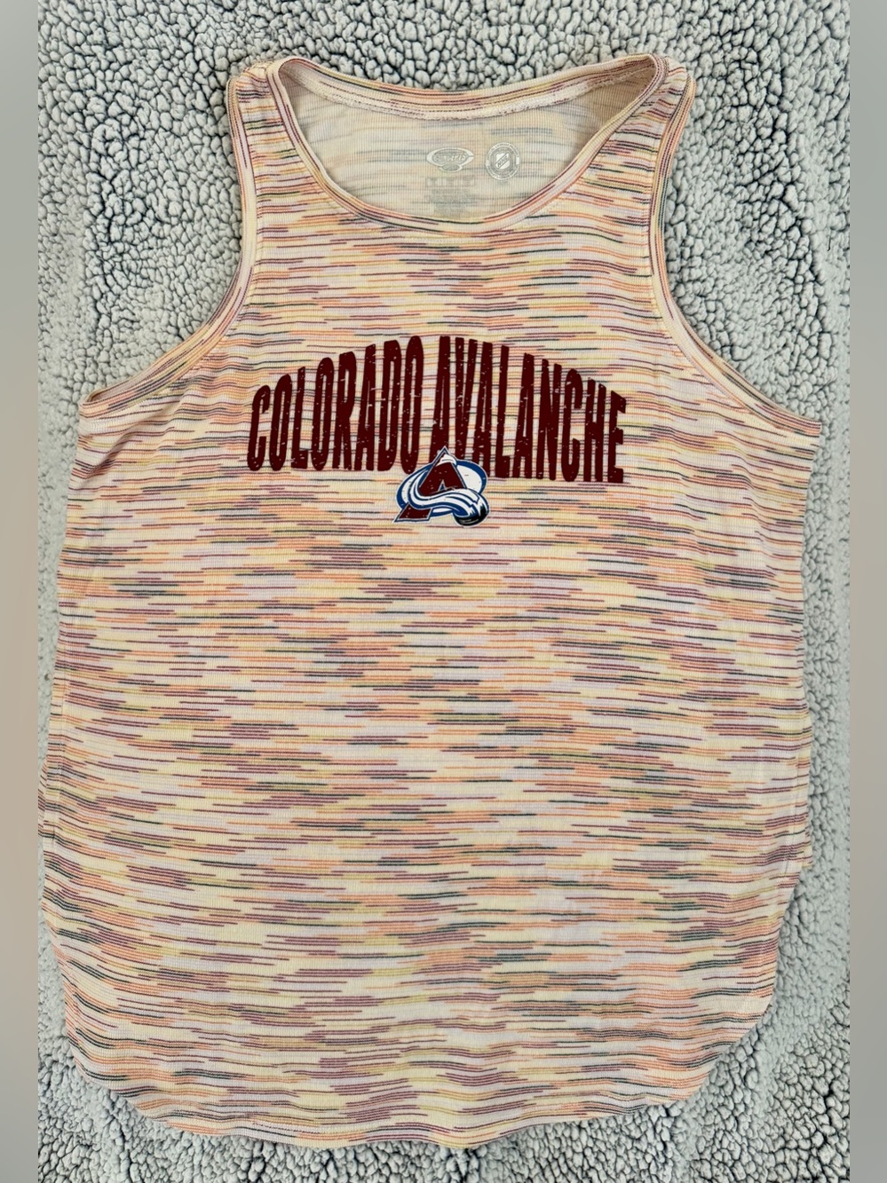 Avalanche Official/ Cream Ribbed Tee with Subtle Multicolor Speckle